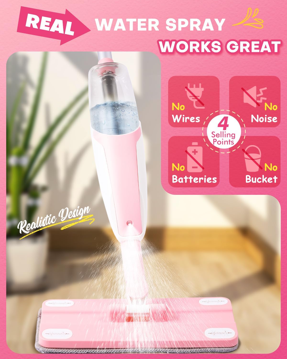 Toddler Spray Mop-Montessori Toys Mini Size Cleaning Mini Mop that Really Spray -Kid Pretend Play Toys Gift for Toddlers Girls Boys
