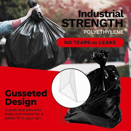 ToughBag 42 Gallon Trash Bags, 2.5 Mil Contractor Garbage Bags (50 COUNT) Heavy Duty Black Garbage Can Liners, 33 x 48" - Construction, Lawn, Industrial, Leaf - Made in USA