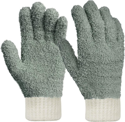 MIG4U Microfiber Dusting Gloves House Cleaning Glove for Blinds, Windows, Shutters, Furniture, and Car, Reusable Lint-Free Pink 1 Pair S/M