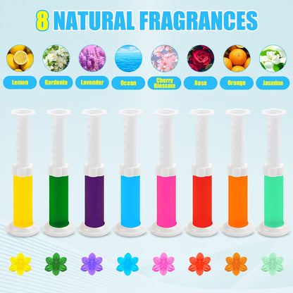 4 Pack Toilet Gel Stamp, 48 Stamps 4 Kinds Of Scent Toilet Bowl Cleaner Gel, Long-Lasting Flowers Shaped Bathroom Freshener, Keeps Toilet Fresh Fragrant and Clean