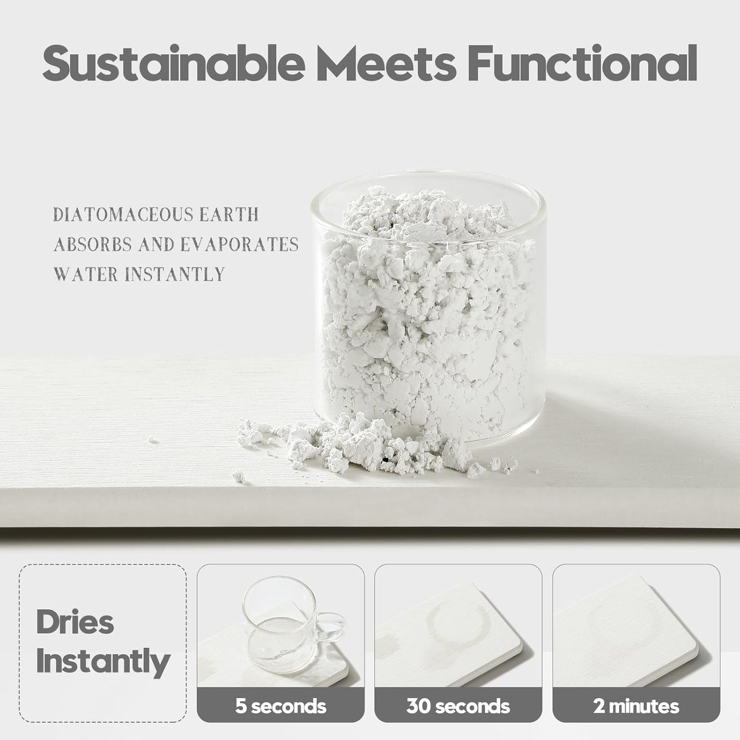 2PCS Water Absorbing Stone Drying Tray for Kitchen Counter & Bathroom Sink, Diatomite Faucet Splash Guard, Soap Dispenser Rack & Sponge Holder Caddy Organizer, Marble White (Printed Pattern), 9"x 3.5"