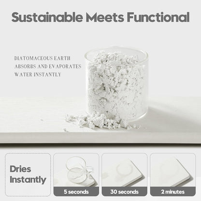 2PCS Water Absorbing Stone Drying Tray for Kitchen Counter & Bathroom Sink, Diatomite Faucet Splash Guard, Soap Dispenser Rack & Sponge Holder Caddy Organizer, Marble White (Printed Pattern), 9"x 3.5"