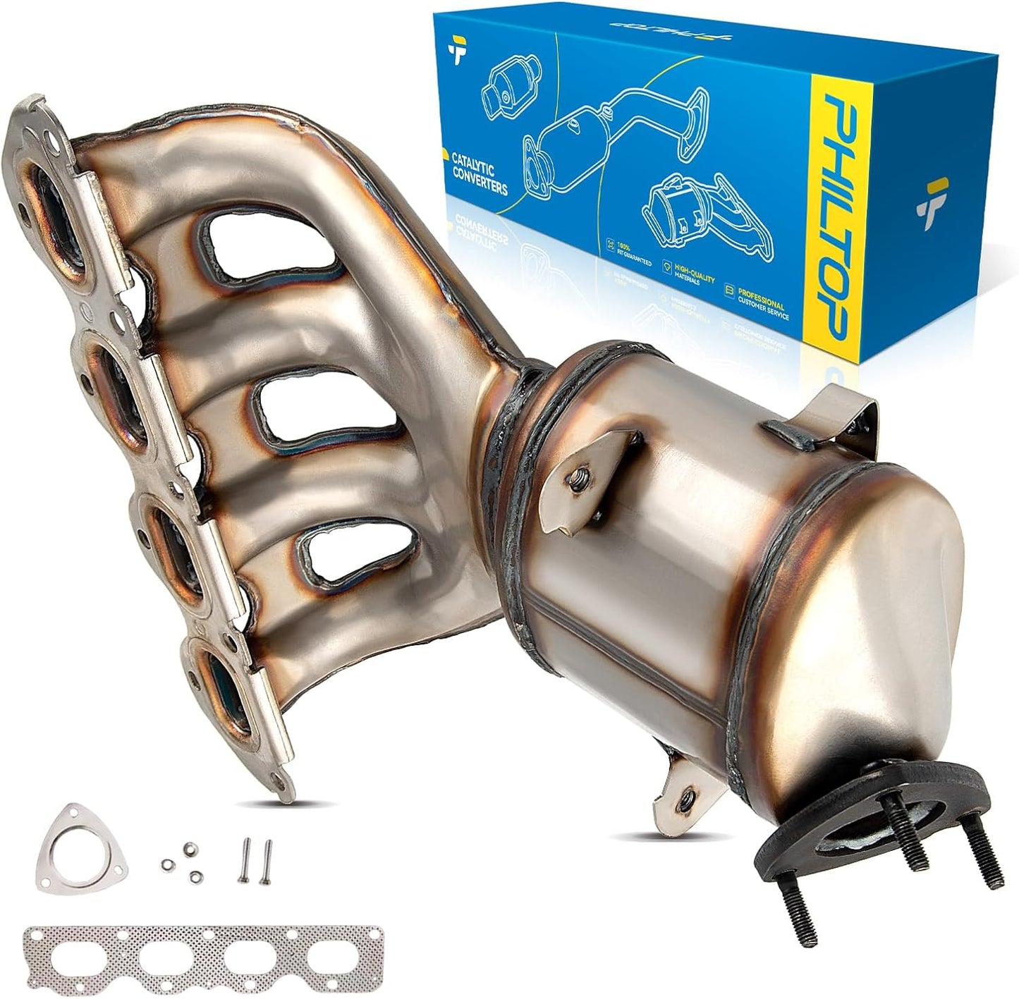 PHILTOP Left and Right Catalytic Converter Replacement For 2005-2010 300 2.7/3.5L V6 RWD, 2006-2010 Charger 2.7/3.5L V6 RWD, 2005-2008 Magnum 2.7/3.5L V6 RWD Replace 55434, 55433 (EPA Compliant) - Colors B