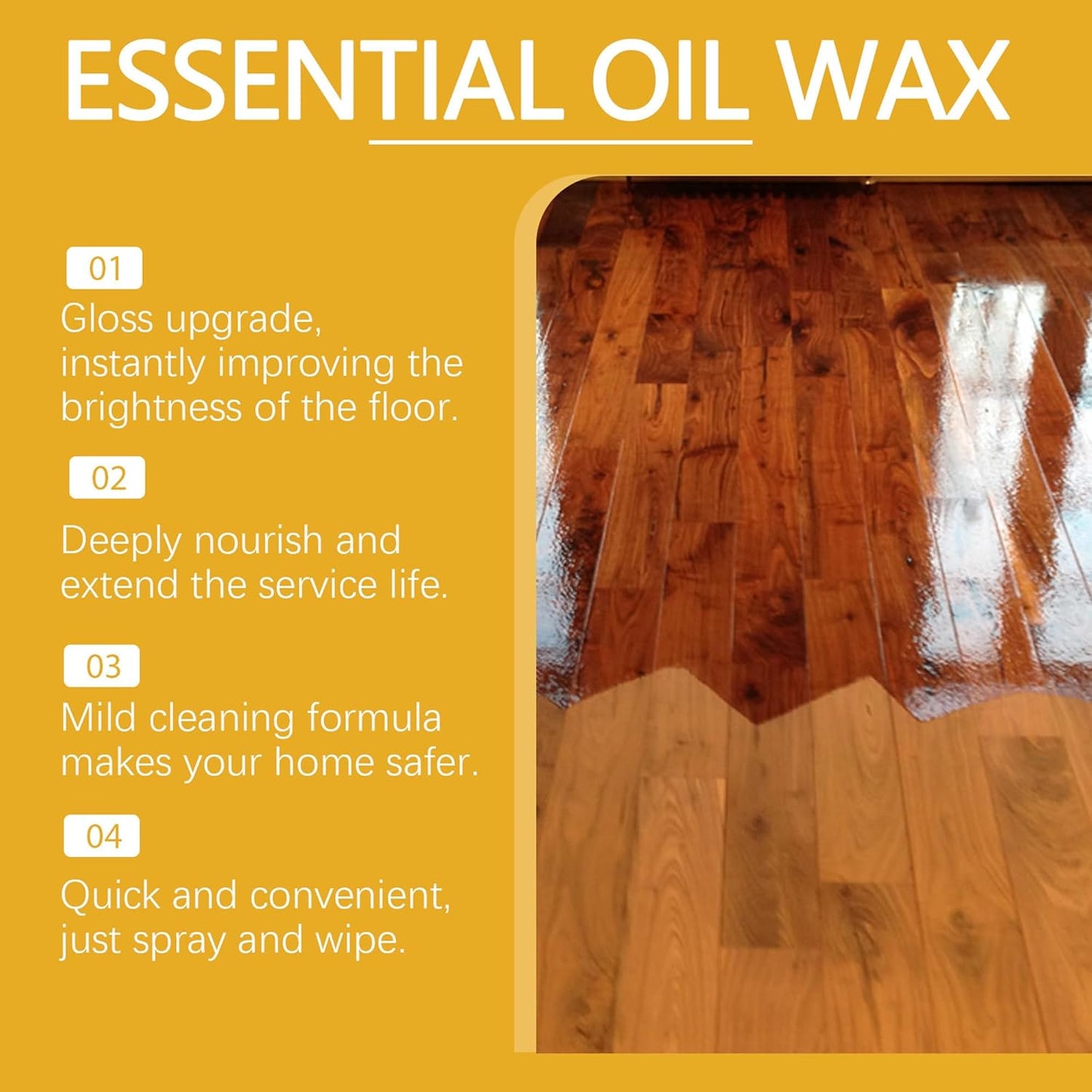 Beeswax Wood Polish for Dull Furniture Care, Non-greasy Wood Cleaner & Shine Enhancer, Easy Spray & Wipe for Cabinets, Tables & Finished Wood Surfaces (1 pcs)