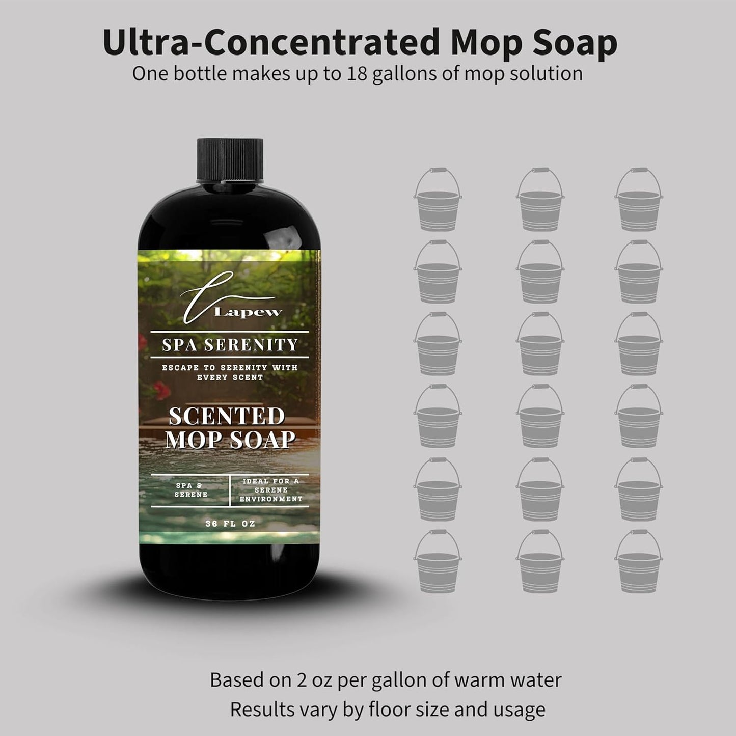 Lapew Baccarat Scented Mop Soap - Luxury Floor Cleaner Concentrate for Mopping Tile, Laminate, Vinyl & Hardwood | Streak-Free, Low-Foam | 36 oz - Colors B