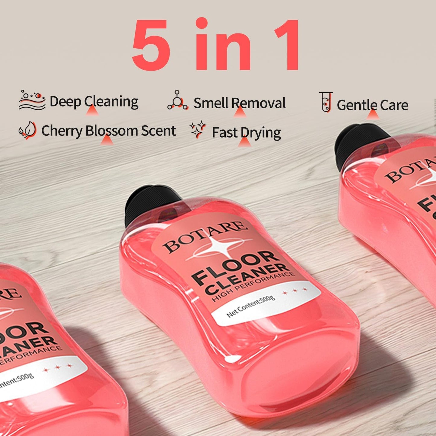 Floor Cleaner Liquid for Mopping, Household Deep Cleaning Solution for Wood,Hardwood,Tile,Laminate,Marble & Porcelain & Bathroom,Orange Scent,17.6 Fl Oz Each(1 Bottle+1 Cleaning Cloth)