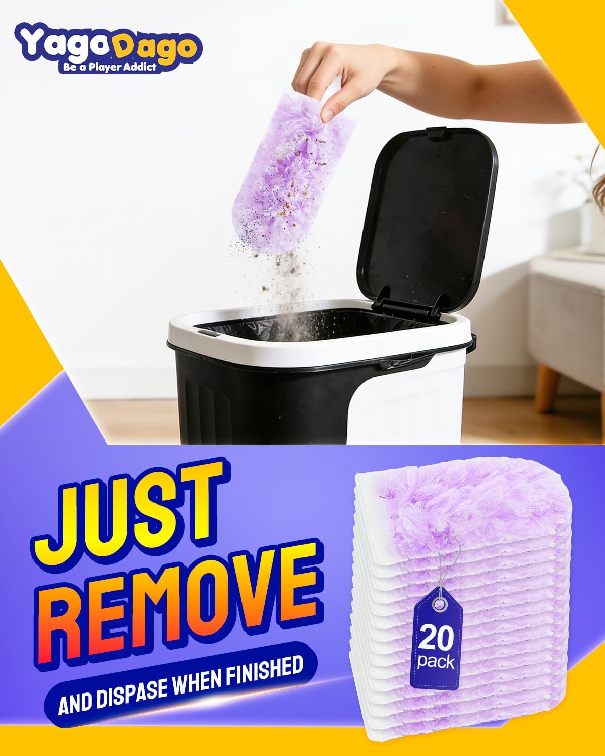 20 Count Duster Refill Compatible with Swiffer Hand Duster, Lavender Flavor Disposable Heavy Duty Duster Refills, Dusters Refills for Cleaning, Blinds & Ceiling Fan (Handle is Not Included)