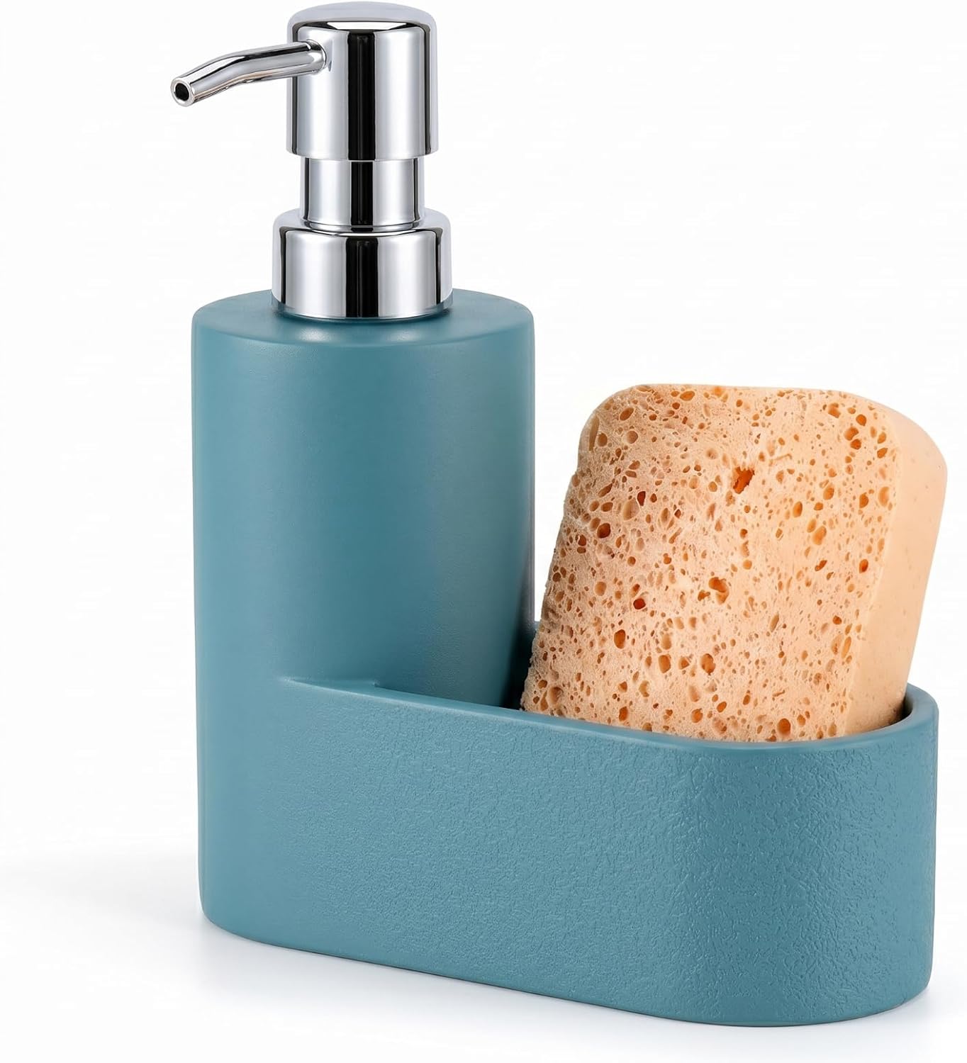 Shinowa Dish Soap Dispenser with Sponge Holder, Refillable Kitchen Dish Soap Dispenser Pump, 2-in-1 Countertop Soap Pump Dispenser for Kitchen Sink and Bathroom, Gravel Black