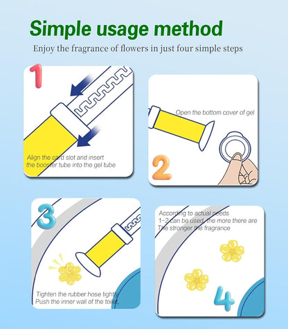 EKE 4pack toilet cleaning gel stamps, 4 scents, 48 stamps, long-lasting flower-shaped bathroom freshener, keeps the toilet fresh (4, 4 fragrances)