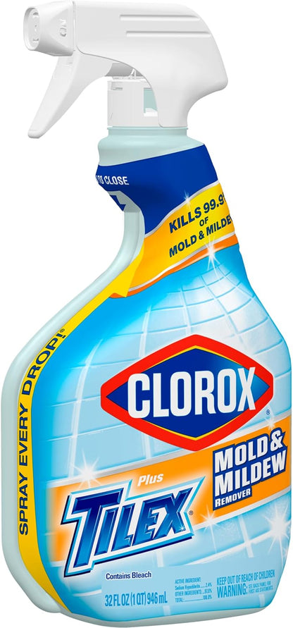 Clorox Plus Tilex Mold and Mildew Remover with Bleach, Spray Bottle, 32 Fl Oz (Package May Vary)