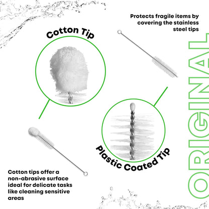 Pipe Perfect Original Cleaning Brush Set – Multi-Size Detail Brushes for Glass, Bottle, Tube & Narrow Openings | Deep Cleaning Kit for Hard-to-Reach Areas | Durable Reusable (Original Pack)
