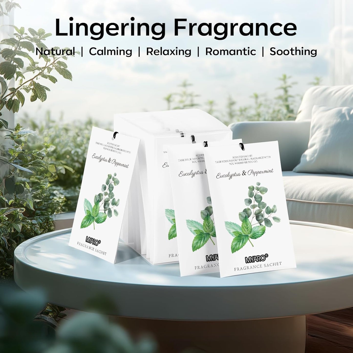MYARO 12 Pack Fresh Linen Scented Sachets for Drawer, Closet & Car Air Freshener Bags | Odor Eliminator & Fabric Refresher | Crisp, Clean Home Fragrance Gift Set