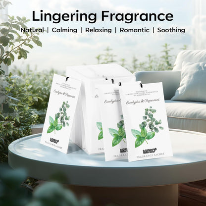 MYARO 12 Pack Fresh Linen Scented Sachets for Drawer, Closet & Car Air Freshener Bags | Odor Eliminator & Fabric Refresher | Crisp, Clean Home Fragrance Gift Set