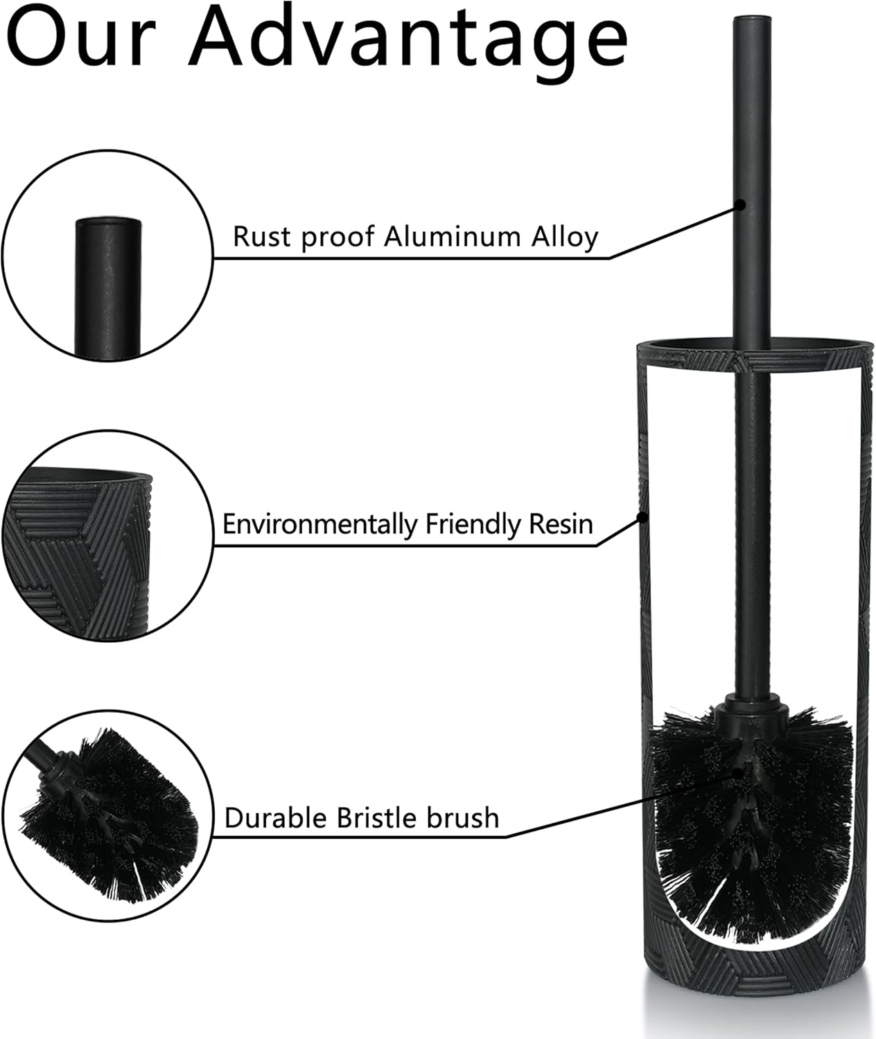White Floral Branches Design Resin Toilet Bowl Brush and Holder Set, Elegant Bathroom Cleaning Tool with Durable Bristles, Compact and Functional