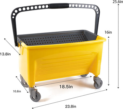 Matthew Cleaning Microfiber Finish Bucket with Sieve,Press Wring Mop Bucket for Microfiber Flat Mops, Mop Bucket with Non-Marking Casters Wheels Gary