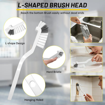 12Pcs Crevice Cleaning Brush Set, Hard Bristle Small Cleaning Brushes for Household Use with Scraper & Hook, Multi-Purpose Cleaning Tool for Kitchen, Bathroom, Grout, Corners, Tight Spaces