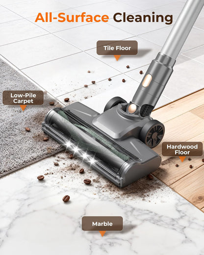 UML0 N8 Cordless Vacuum Cleaner,Lightweight Stick Vacuum with Powerful Suction,2200mAh Battery,40 Mins Runtime, Self-Standing,Rechargeable Vacuum Cleaners for Home Hardwood Floor Pet Hair