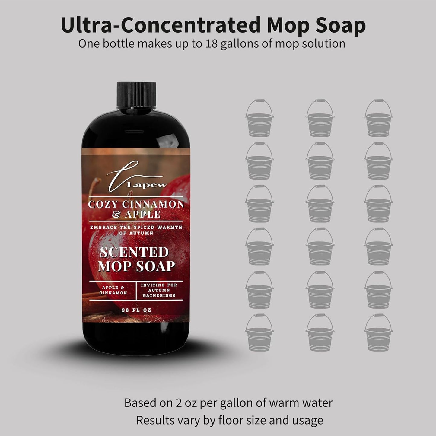 Lapew Santal Scented Mop Soap - Luxury Floor Cleaner Concentrate for Mopping Tile, Laminate, Vinyl & Hardwood | Streak-Free, Low-Foam | 36 oz - Colors B