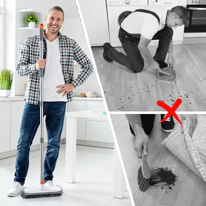 ITTAR 55" Extendable Floor Scrub Brush, 12" Wide Heavy-Duty 2-in-1 Scrub & Squeegee Deck Brush for Tile Grout Shower Floor, Kitchen, Restaurant, Patio & Garage Cleaning