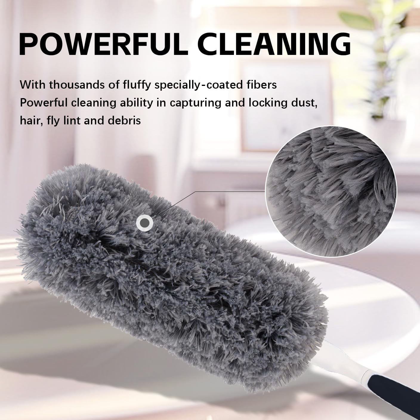 Reusable Microfiber Duster Refills Compatible with OXO & MR.SIGA Duster - Washable Duster for Household Cleaning Dusting Furniture Blind Ceiling Fan - 3Pack Grey(Handle NOT Included