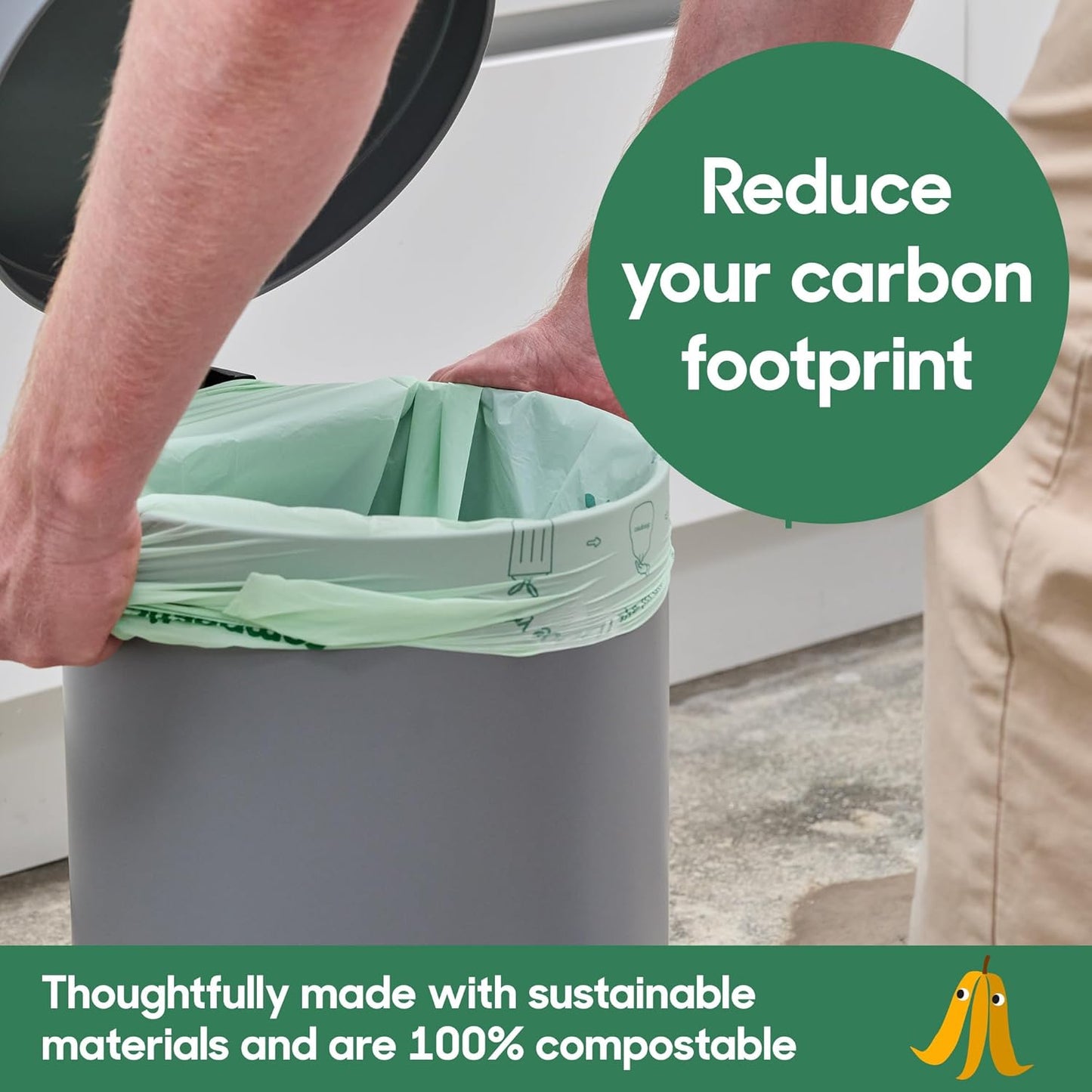 Compostic Compostable Trash Bags, 13 Gallon Tall Kitchen (50 Count) Starter Pack — Extra Strong, Home Compostable, Plant-Based, Non-Toxic, Unscented Garbage Bags