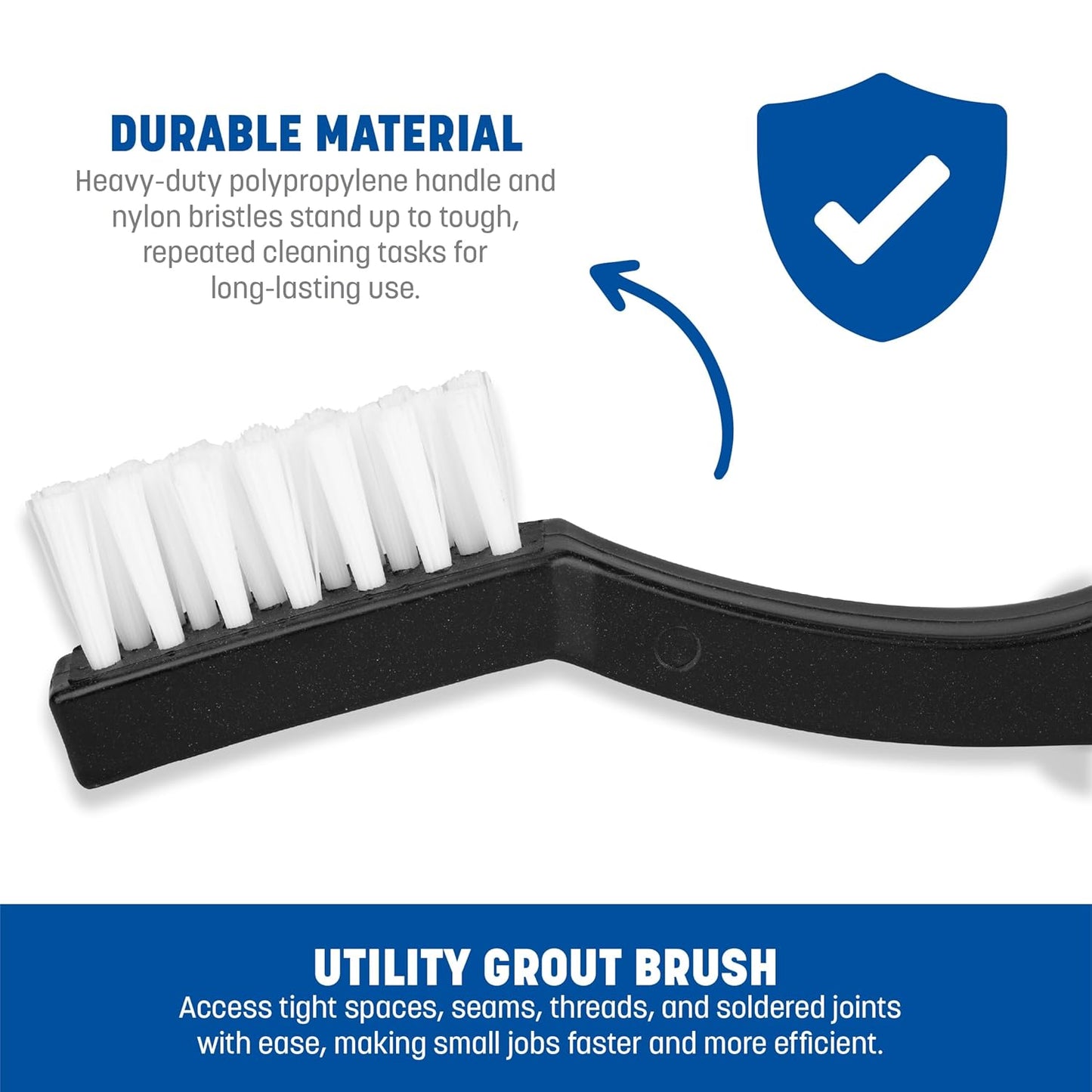 Carlisle FoodService Products Flo-Pac Maintenance Brush, Toothbrush Style Utility Scrubber for Cleaning With Nylon Bristles, 7", 12 Count, Black