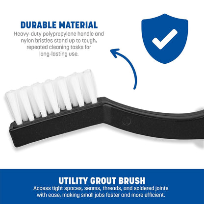 Carlisle FoodService Products Flo-Pac Maintenance Brush, Toothbrush Style Utility Scrubber for Cleaning With Nylon Bristles, 7", 12 Count, Black