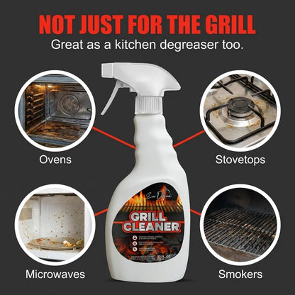 Evo Dyne Grill Cleaner Spray (32 oz), Made in USA - Quickly Cleans BBQ Burnt-on Foods and Grease from Grill Grates - Heavy Duty, Fast-Acting Formula, Less Scrubbing - Food Safe Grill & Oven Degreaser
