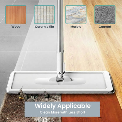 VIMALIFE Mop and Bucket Set with Wringer, Self Cleaning Flat Mop and Bucket System, 2 Parts Bucket Wash & Dry System, 360° Rotating, 3 Microfiber Pads Included Ideal for Homes, Floor & Wall Ceilings