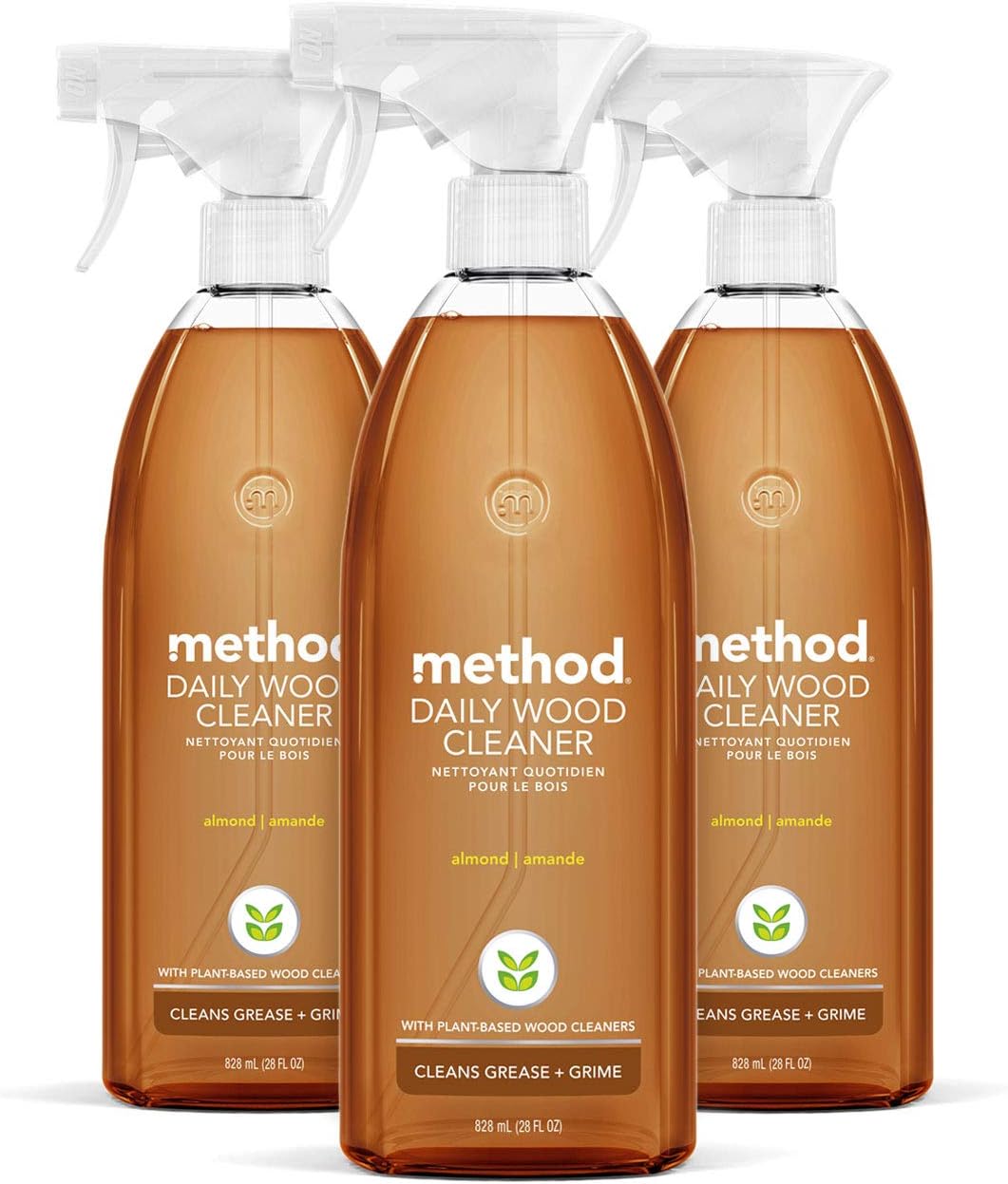 Method Daily Hardwood Cleaner, Almond, Cleans Shelves, Tables and Other Wooden Surfaces While Removing Dust & Grime, 28 Fl Oz, (Pack of 4)