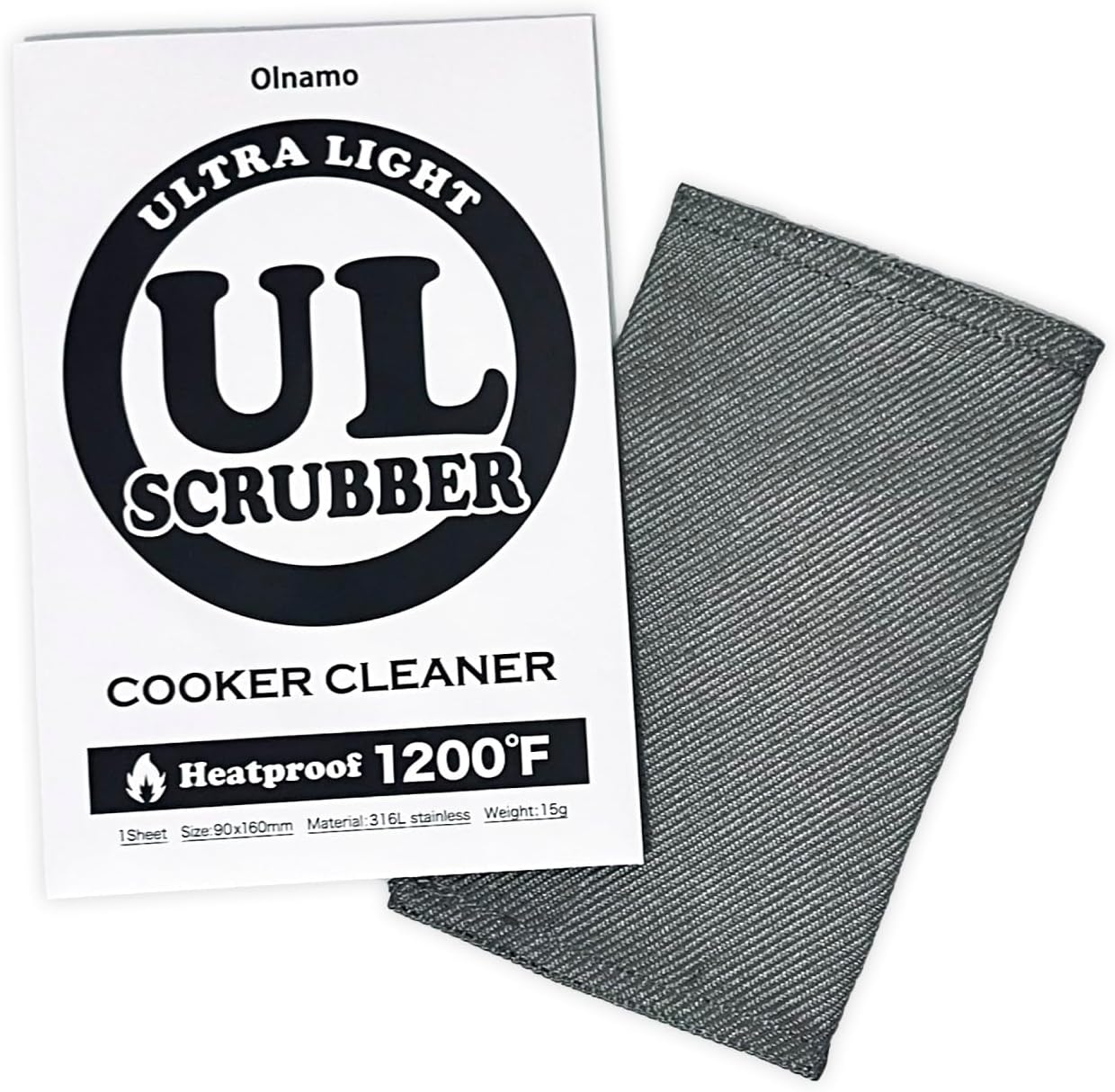 Ultralight 1/2oz Scrubber 316L Stainless Steel Cloth Heat Resistant 1200℉ Ultra-Durability Quick-Drying & Sterilization Backpacking Camp Hiking Trekking