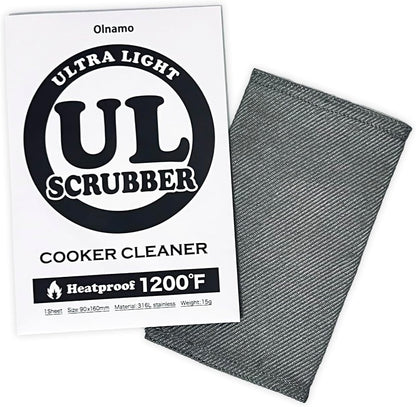 Ultralight 1/2oz Scrubber 316L Stainless Steel Cloth Heat Resistant 1200℉ Ultra-Durability Quick-Drying & Sterilization Backpacking Camp Hiking Trekking