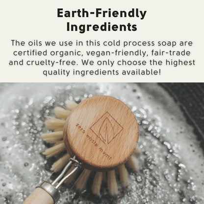 Dish Washing Bundle Kit | Eco-Friendly Solid Dish Soap, Cedar Soap Tray, Bamboo Pot Brush | Organic & Vegan Ingredients, Non-Tox Dish Soap | 3pc. Set