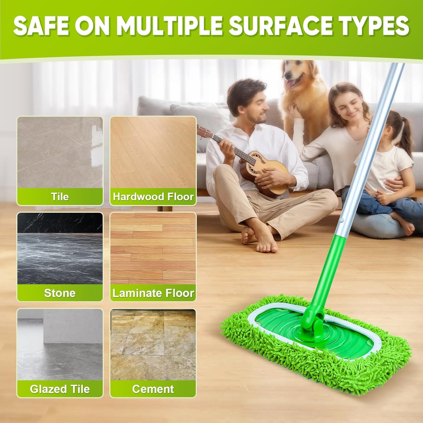 18-Pack Reusable Mop Pads Compatible with Swiffer Sweeper Mop - 100% Coral Fleece Washable Refills - Microfiber Dry & Wet Sweeping Cloths for Multi-Surface/Hardwood Floor Cleaning