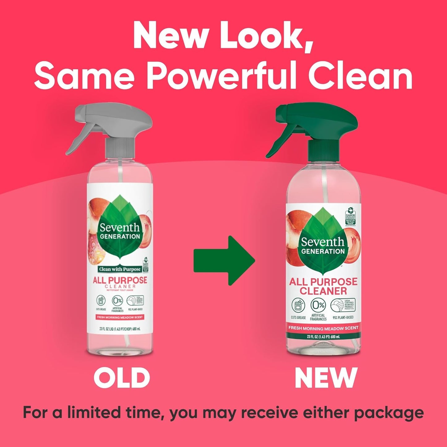 Seventh Generation All Purpose Cleaner, Biodegradable Formula, Free & Clear, 23 oz (Pack of 4)