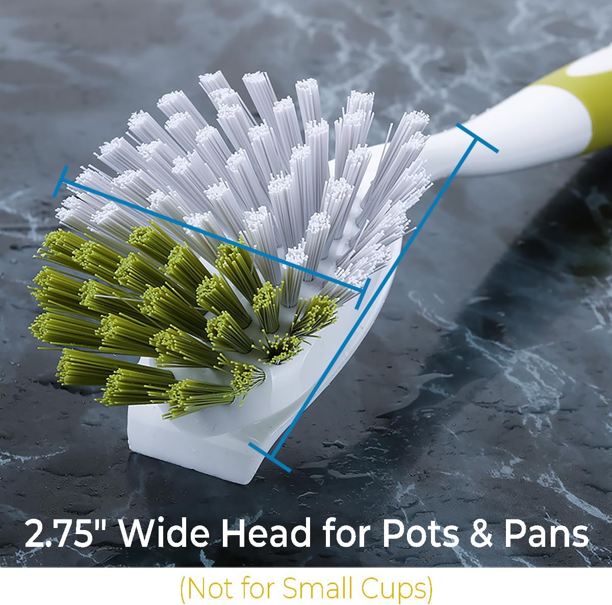 Dish Brush with Handle, Stiff Bristles Dish Scrubber for Pots, Pans & Sink Cleaning, 3 Pack