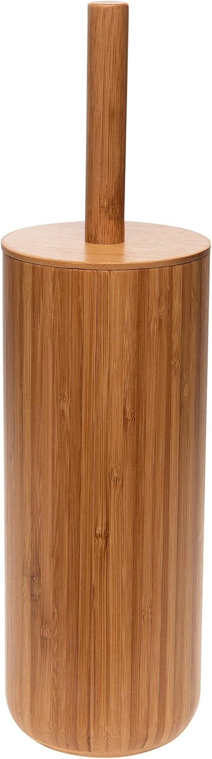 Bath Bliss Rounded Natural Bamboo Collection, Toilet Bowl Brush, Matching Accessories to Decorate Your Bathroom, Tall (10029-NATURAL)