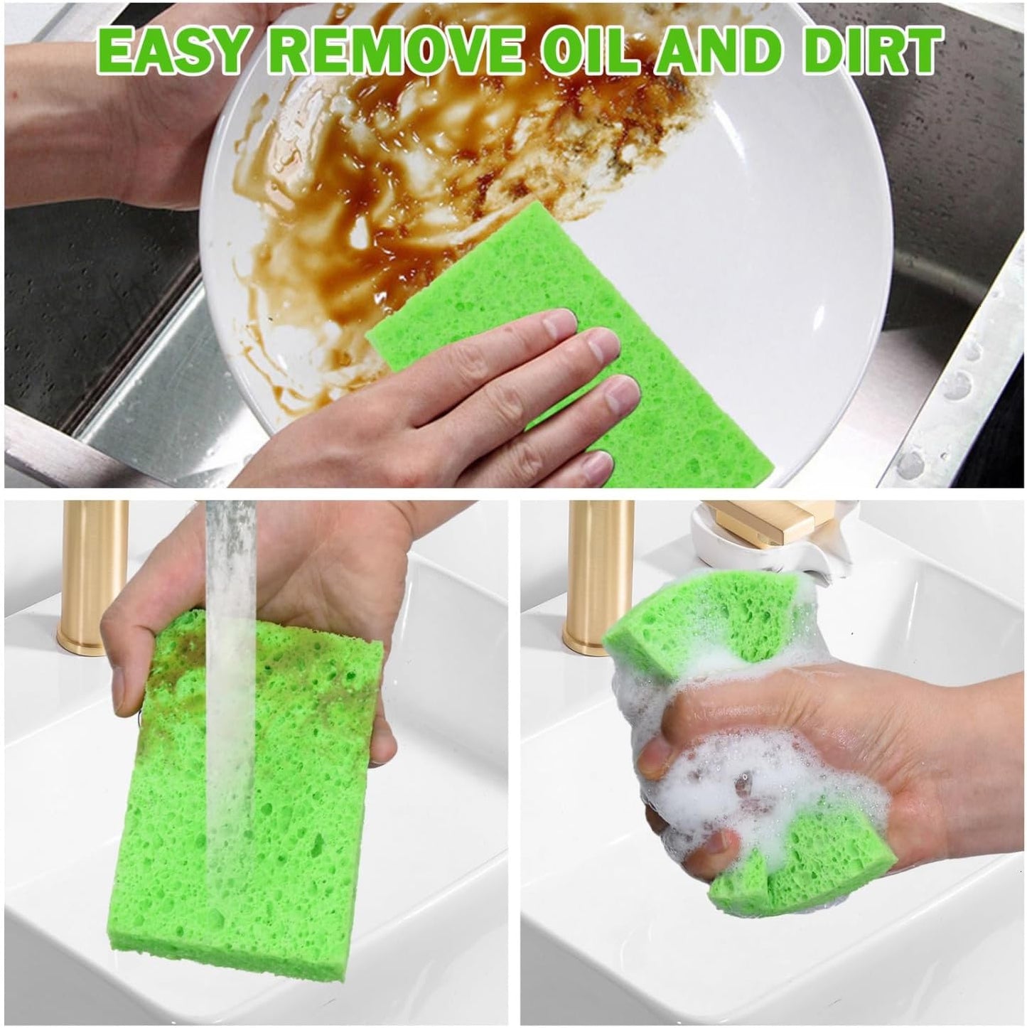 YoleShy 48 Pack Sponges Kitchen Natural Compressed Cellulose Sponges Durable Dish Sponge for Cleaning & DIY Reusable