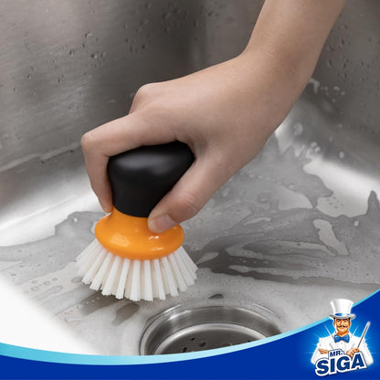 MR.SIGA Dish Scrub Brush, Palm Brush Dish Scrubber with Ergonomic Grip, Kitchen Brushes for Dishes, Gray, Pack of 2