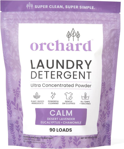Orchard Laundry Detergent Powder Natural Deep Cleaning Laundry Powder for Sensitive Skin - Lavender Chamomile - Plant Based Effective Ingredients - 90 Loads - Enzyme-Powered, Eco Friendly Detergent