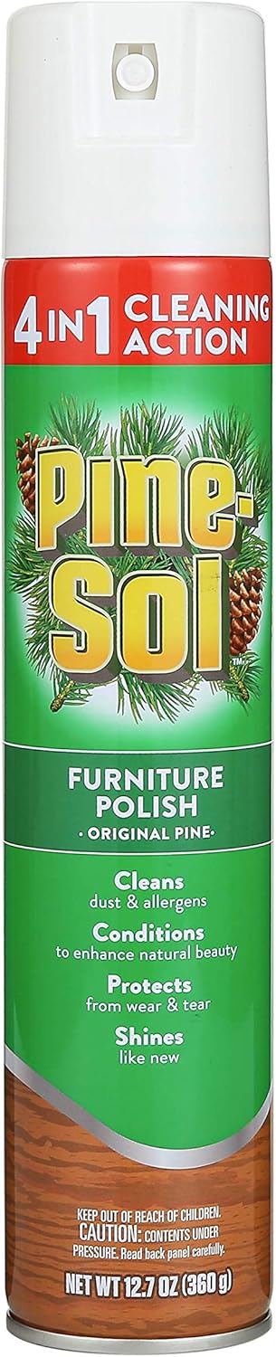 Pine-Sol Furniture, Polish 4in1 Cleaning Action Wood Polish Spray Wood Polish Spray for Your Cleans Conditions Protects and Shines Ounces Original Pine Scent, Yellow, Lemon, 12.7 Fl Oz
