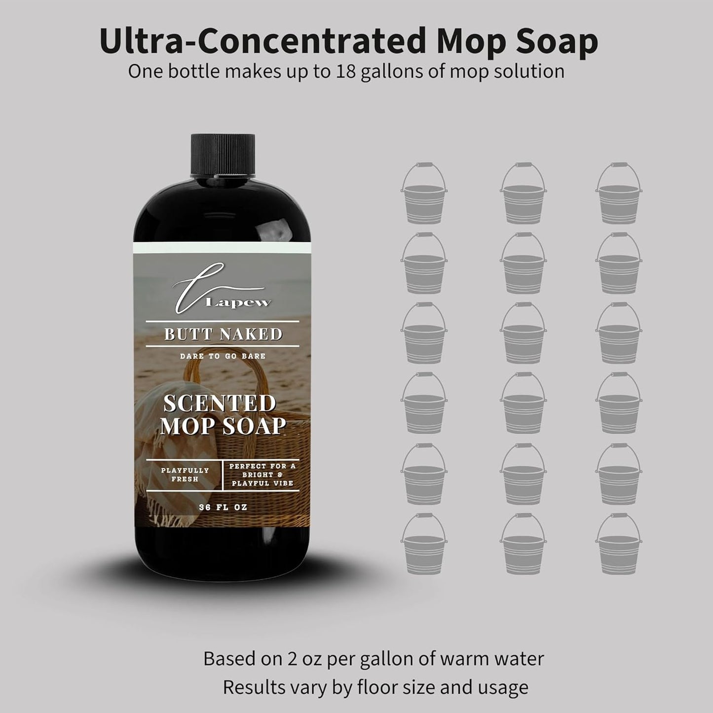 Lapew Baccarat Scented Mop Soap - Luxury Floor Cleaner Concentrate for Mopping Tile, Laminate, Vinyl & Hardwood | Streak-Free, Low-Foam | 36 oz - Colors C