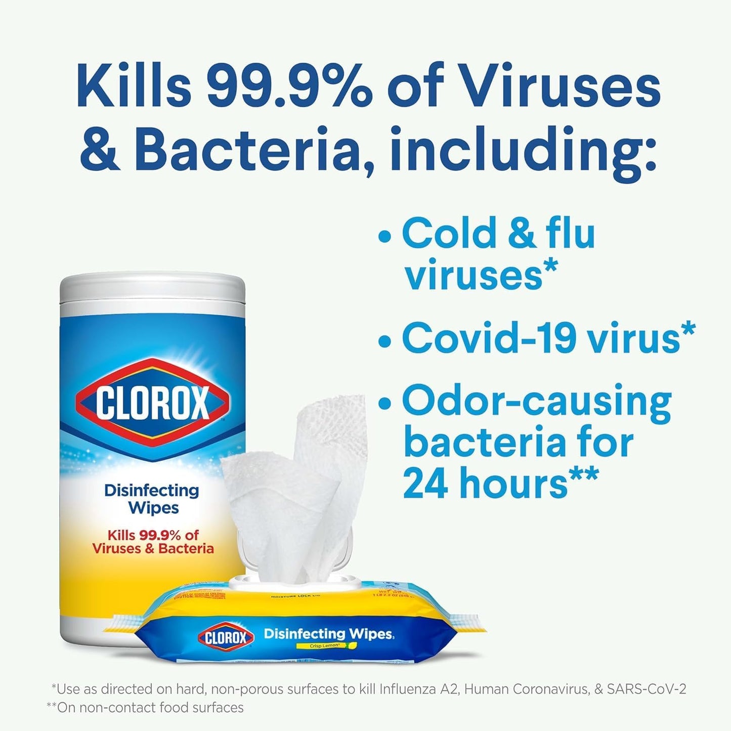 Clorox Disinfecting Wipes Value Pack, Bleach Free Cleaning Wipes, 75 Count Each, Pack of 2 + Clorox Toilet Wand Toilet Cleaning Kit, Caddy and 6 Refills (Pack May Vary)