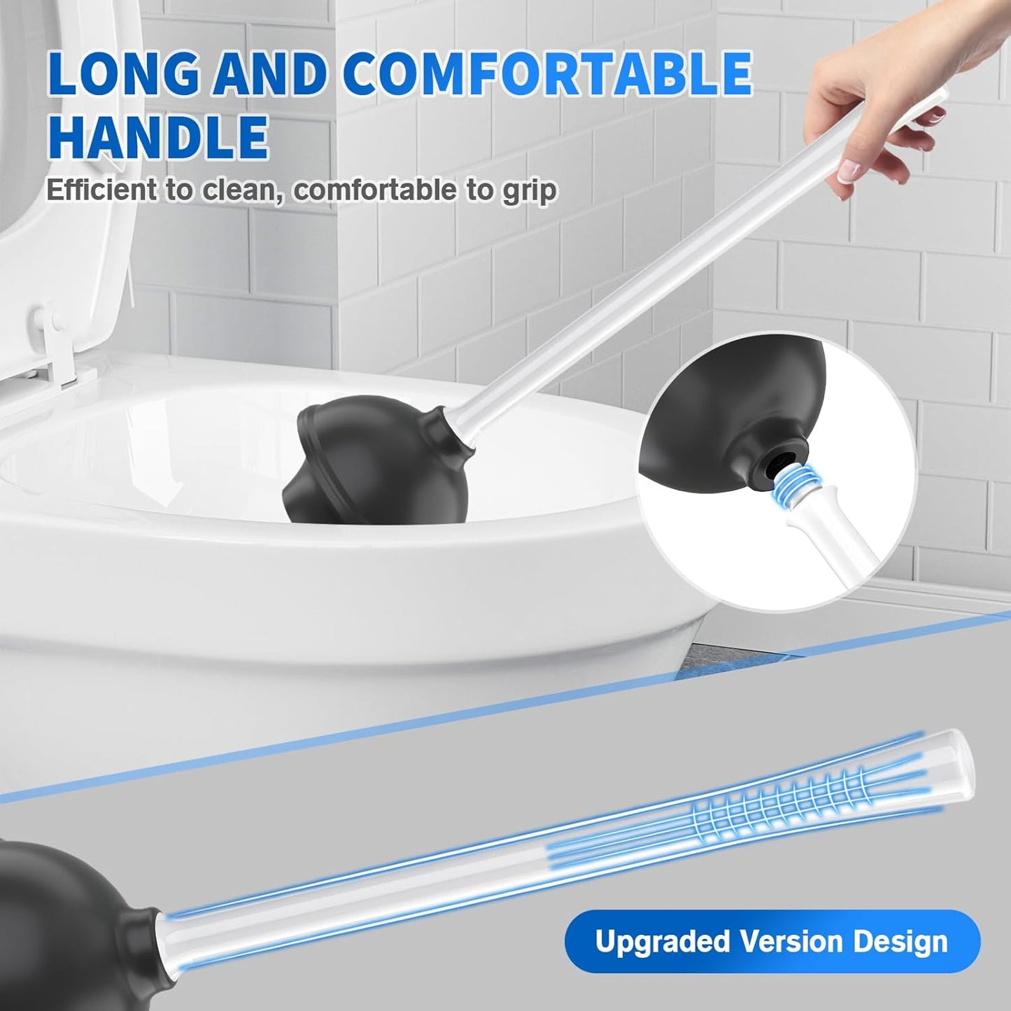 LOVLOY Toilet Plunger and Brush,2 Pack Bowl Brush and Heavy Duty Toilet Plunger Set with Ventilated Holder, 2-in-1 Toilet Brush and Plunger Combo for 5.3-inch Toilet Drain Bathroom Cleaning