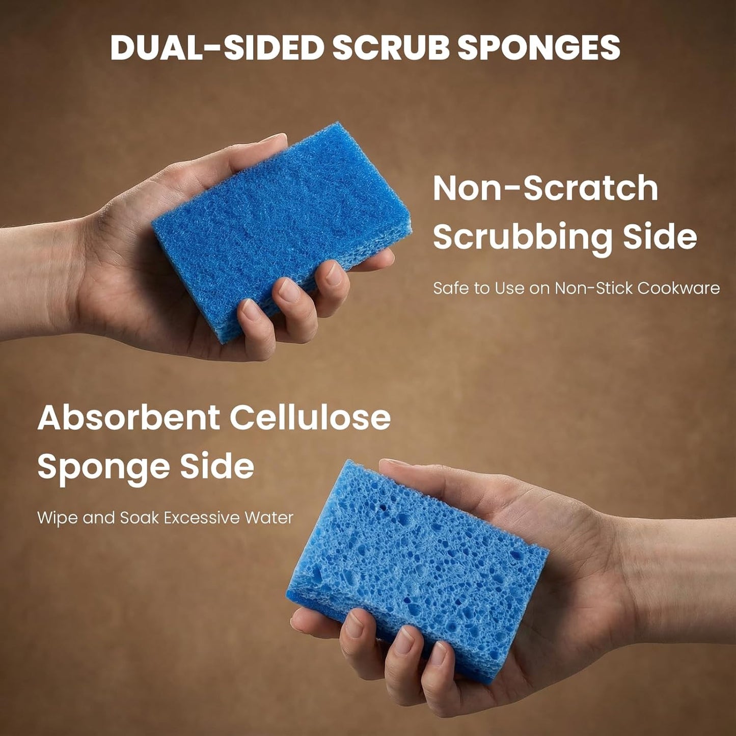 Metflavor Kitchen Sponges, 12 Count, Non-Scratch Scrub Sponge, Dual Sided Cleaning Sponges for Dishes, Kitchen, Bathroom