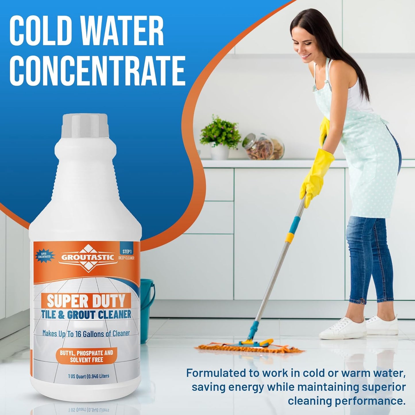 Super Duty Cleaner & Degreaser – Professional Tile & Grout Cleaner Concentrate – No Bleach, No Harsh Fumes, Non-Corrosive, Safe for Floors, Kitchen & Bathroom (32 oz)