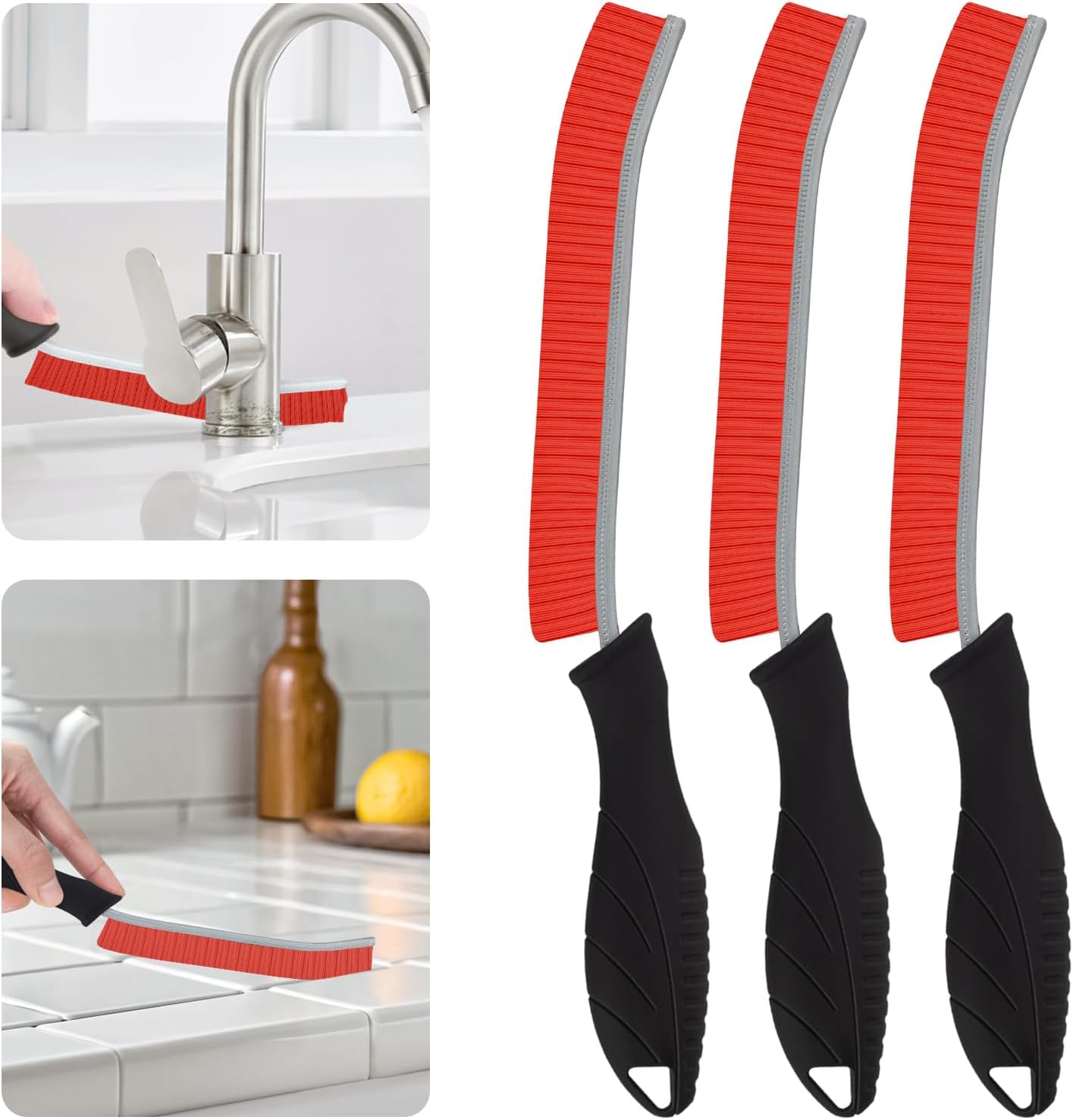 SXhyf Hard Bristle Crevice Cleaning Brush - Multifunctional Gap and Grout Brush for Bathroom, Kitchen, Window and Vehicle (3, White)