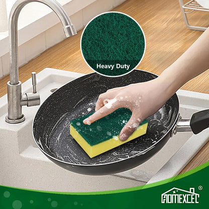 HOMEXCEL Sponges Kitchen 24pcs Heavy Duty for Dishes, Yellow Scrub Cleaning Sponge for Non-Coated Cookware, Dishes, Pots, Pans, Dual Sided Dish Sponge for Kitchen, Household, Bathroom