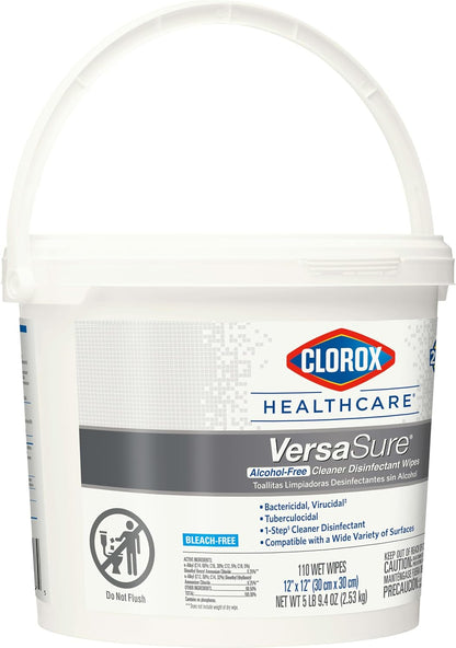 Clorox Healthcare VersaSure Cleaner Disinfectant Wipes, 12" x 12", 110 Count Bucket (Package May Vary)