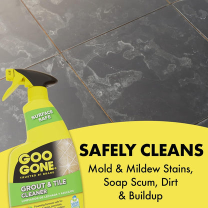Goo Gone Grout & Tile Cleaner - 28 Ounce - Removes Tough Stains Dirt Caused By Mold Mildew Soap Scum and Hard Water Staining - Safe on Tile Ceramic Porcelain